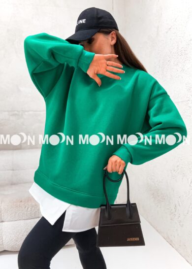 Bluza oversize ocieplana z dolną częścią imitującą koszulę Dual Style