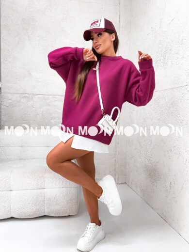 Bluza oversize ocieplana z dolną częścią imitującą koszulę Dual Style