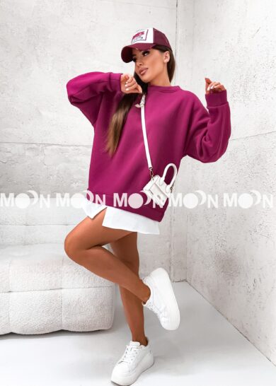 Bluza oversize ocieplana z dolną częścią imitującą koszulę Dual Style