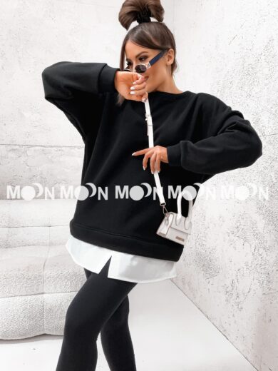 Bluza oversize ocieplana z dolną częścią imitującą koszulę Dual Style