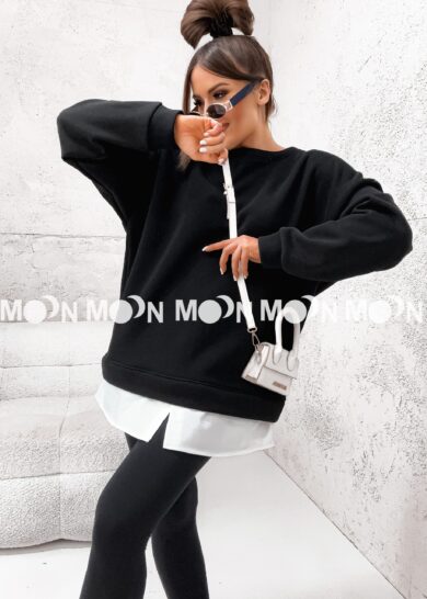 Bluza oversize ocieplana z dolną częścią imitującą koszulę Dual Style