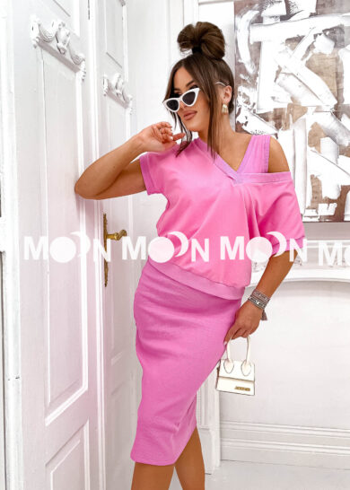 Komplet sukienka w prążek i bluza Melani