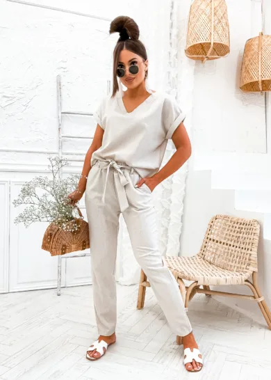 Komplet lniany Sunny Swop beżowy