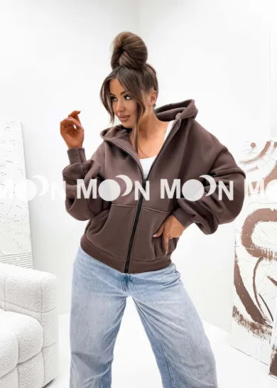 Bluza Ocieplana Oversize Butterfly czekoladowa