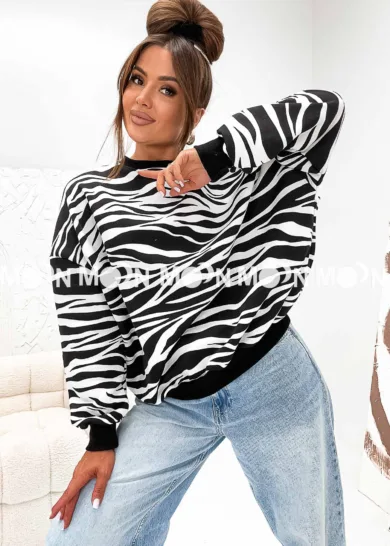 Bluza bawełniana oversize Zebra ecru
