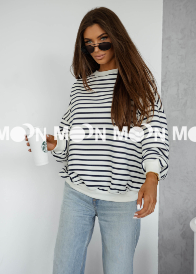 Bluza bawełniana basic Bold Stripe granatowa