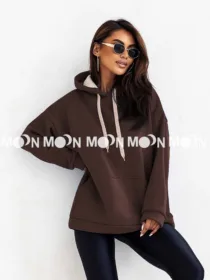 Bluza bawełniana ocieplana Simple czekoladowa
