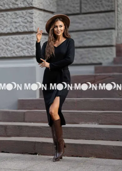 Sukienka swetrowa z paskiem w talie Lucky