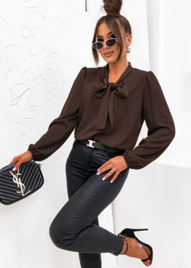 Bluzka z kokardą Snowflake czekoladowa