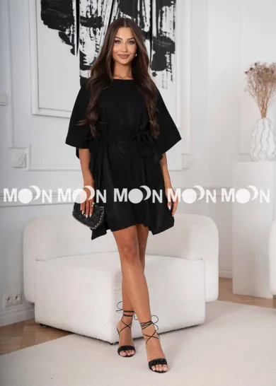 Sukienka kimono z paskiem PERFECT czarna