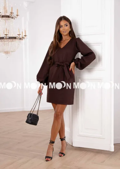 Sukienka przed kolano ELEGANT czekoladowa