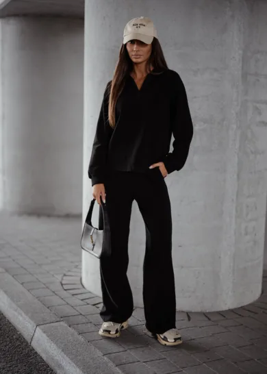 Sweterkowy komplet z kołnierzem LAPLAND  czarny