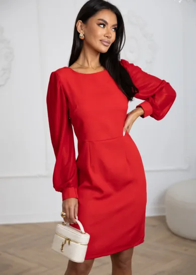 Elegancka sukienka z bufiastym rękawem DOTS