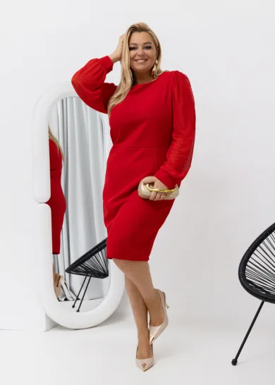 Sukienka z krótkim rękawem FRANCE czerwona