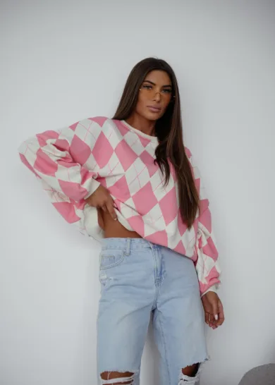 Bluza z printem MOON GEO różowy