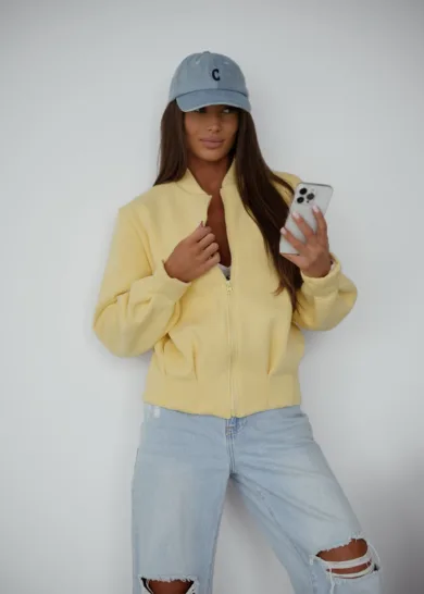 Bluza rozpinana BOMBER PUFF zółta