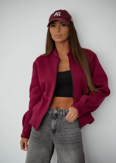 Bluza rozpinana BOMBER PUFF bordo