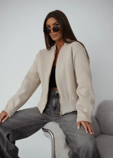 Bluza rozpinana BOMBER PUFF beżowa