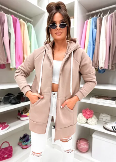Bluza basic MAXI ZIP cappuccino
