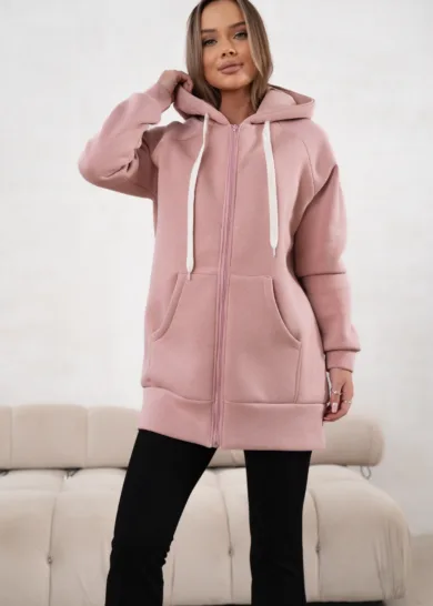 Bluza basic MAXI ZIP pudrowy 