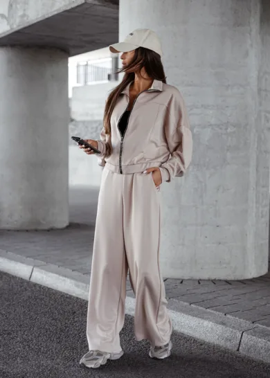 Komplet Masełko bluza na suwak Bea Beżowy