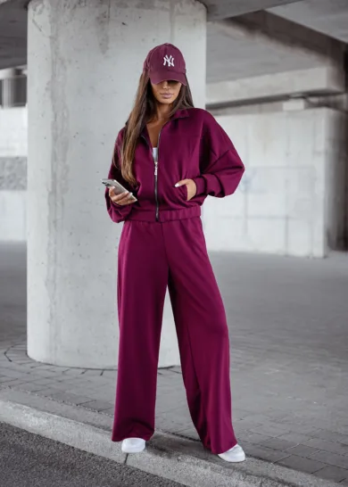 Komplet Masełko bluza na suwak Bea Bordo