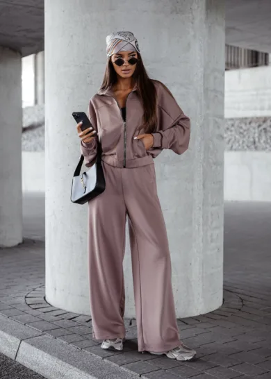 Komplet Masełko bluza na suwak Bea Cappucino