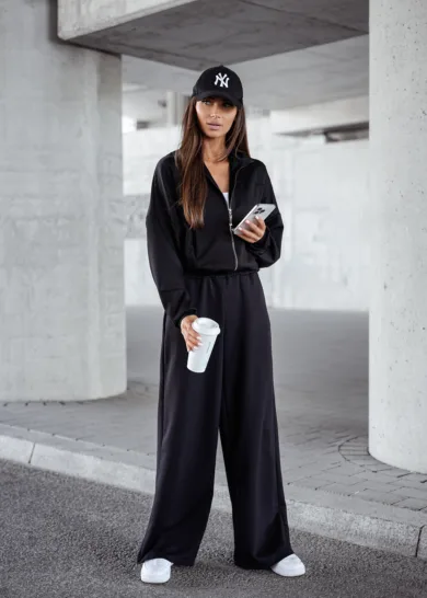 Komplet Masełko bluza na suwak Bea Czarny