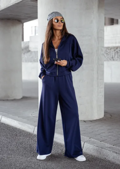 Komplet Masełko bluza na suwak Bea Granatowy