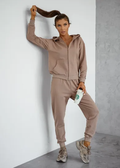 Komplet bawełniany na suwak Bari cappuccino