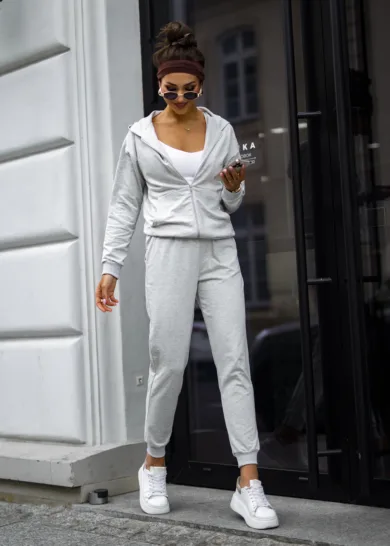 Komplet bawełniany na suwak Bari melanżowy