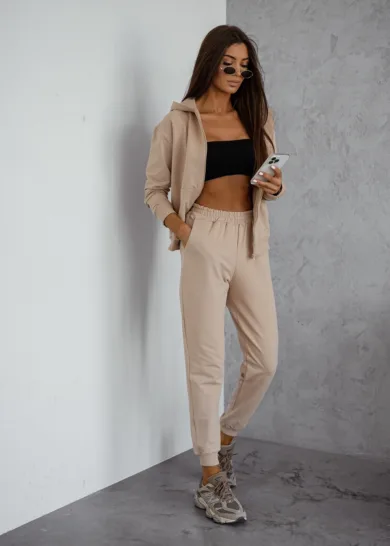 Komplet bawełniany na suwak Bari beżowy