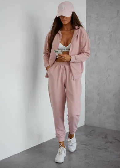 Komplet bawełniany na suwak Bari pudrowy 