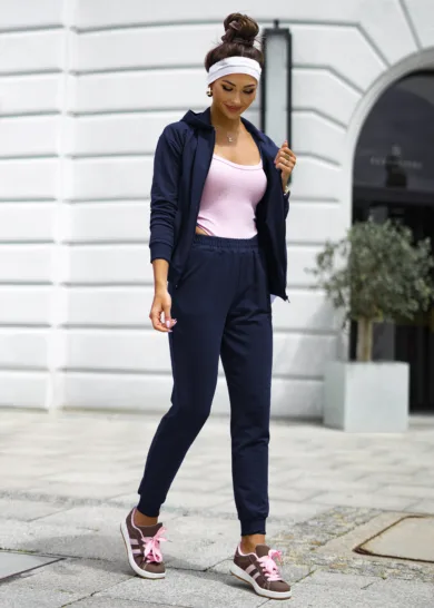 Komplet bawełniany na suwak Bari granatowy