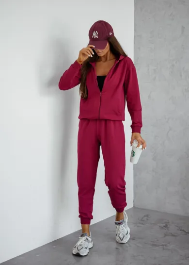 Komplet bawełniany na suwak Bari bordo