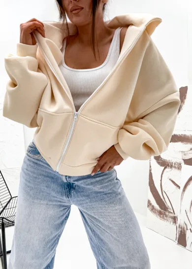 Bluza Ocieplana Oversize Butterfly ecru
