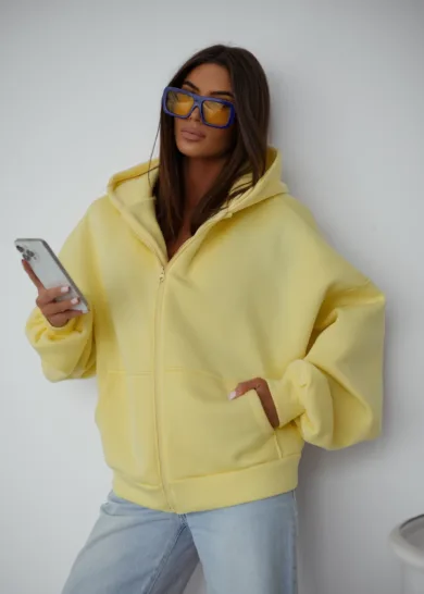 Bluza ocieplana oversize butterfly żółty 