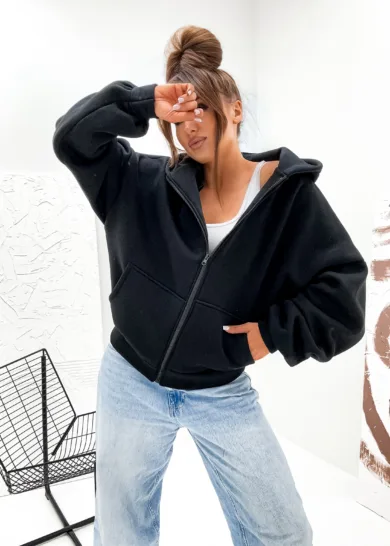 Bluza Ocieplana Oversize Butterfly czarna