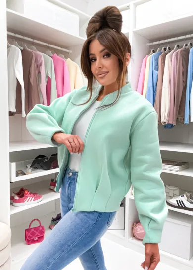 Bluza rozpinana BOMBER PUFF miętowa