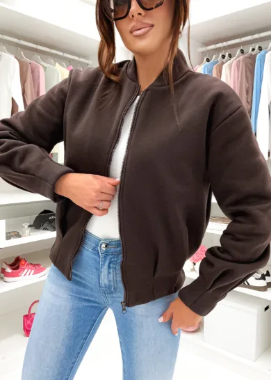 Bluza rozpinana BOMBER PUFF czekoladowy