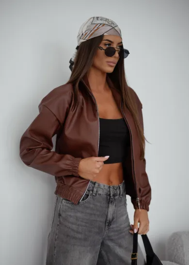 Skórzana kurtka BOMBER czekoladowy