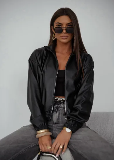 Skórzana kurtka BOMBER czarna