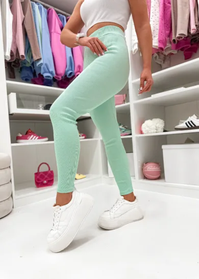 Leginsy w prążek MOON BASE mięta