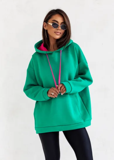 Bluza bawełniana ocieplana Simple zielona