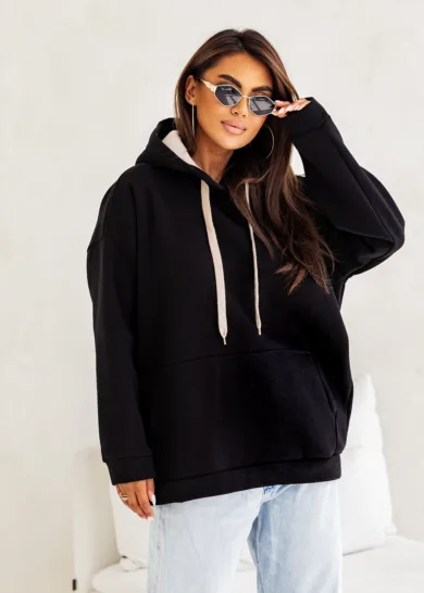 Bluza bawełniana ocieplana Simple czarna