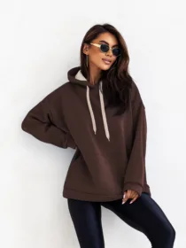 Bluza bawełniana ocieplana Simple czekoladowa