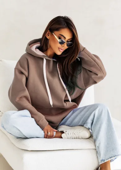 Bluza bawełniana ocieplana Simple cappuccino