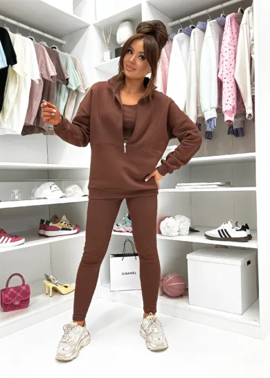 Komplet soft warm 3-częściowy LOTUS czekoladowy