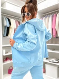 Komplet dresowy trzyczęściowy prążek niebieski VE-114 polski producent