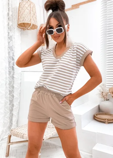 Komplet bawełniany Sail beżowy 